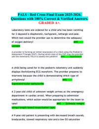 PALS - Red Cross Final Exam 2025-2026.  Questions with 100% Correct & Verified Answers. A+