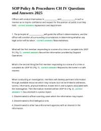 SOP Policy & Procedures: Questions and Answers for Law Enforcement