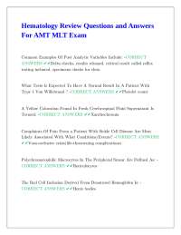 Hematology Review Questions and Answers for AMT MLT Exam