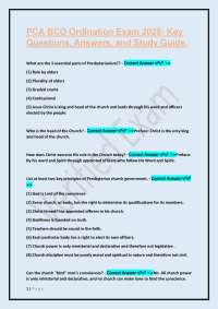 PCA BCO Ordination Exam 2025: Key Questions, Answers, and Study Guide