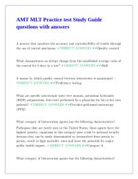 AMT MLT Practice test Study Guide questions with answers