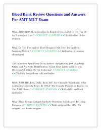 Blood Bank Review Questions and Answers For AMT MLT Exam