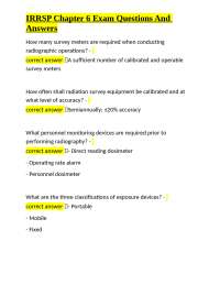 IRRSP Chapter 6 Exam Questions and Answers: Radiation Safety and Regulations