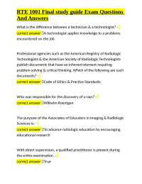 RTE 1001 Final Study Guide: Exam Questions and Answers in Radiologic Technology