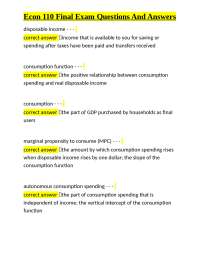 Econ 110 Final Exam: Key Concepts and Definitions