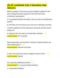 ALAT Certification Exam Preparation: Questions and Answers for Unit 1