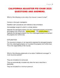 California Adjuster PSI Exam 2025: Questions and Answers