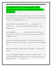 Certified Kitchen Cook Exam 2025. Questions & Correct Verified Answers. Graded A