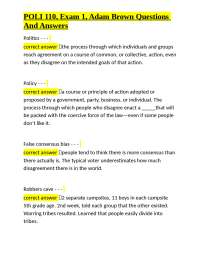 POLI 110 Exam 1: Questions and Answers on Politics, Policy, and Governance