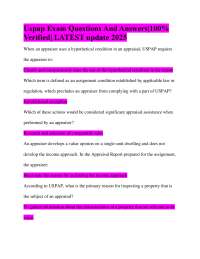 Uspap Exam Questions And Answers|100% Verified| LATEST update 2025