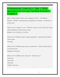 Professional Cooking 1: Test 1 Review - Questions and Answers