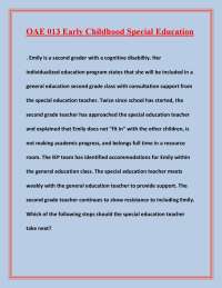 Special Education Case Studies and Multiple Choice Questions