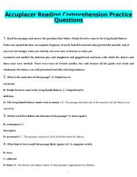 Accuplacer Reading Comprehension Practice Questions and Answers