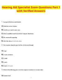 Hearing Aid Specialist Exam Questions and Answers