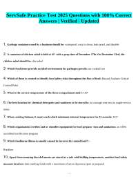 ServSafe Practice Test 2025 Questions with 100% Correct Answers | Verified | Updated