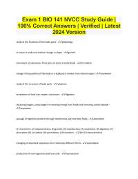 Exam 1 BIO 141 NVCC Study Guide |  100% Correct Answers | Verified | Latest  2024 Version