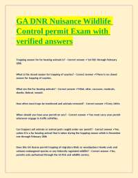 Georgia DNR Nuisance Wildlife Control Permit Exam: Questions and Answers