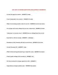 CET Unit 2-8 Exam Questions and Answers: Electronics and Electrical Engineering