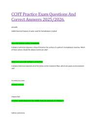 CCHT Practice Exam Questions and Answers: Hemodialysis Technician Certification