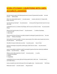 ECON 270 Exam 3: Money, Banking, and Monetary Policy