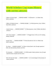 World Scholars Cup exam History with correct answers