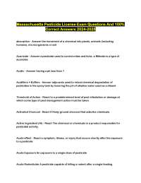 Massachusetts Pesticide License Exam Q&A 2024-2025: Comprehensive Study Guide
