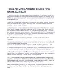 Texas All-Lines Adjuster Exam Prep 2025/2026: Questions and Answers