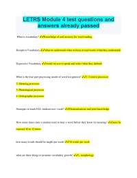 LETRS Module 4 test questions and answers already passed