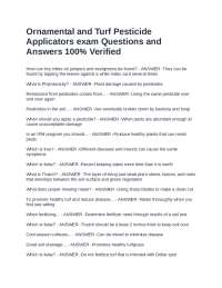 Ornamental and Turf Pesticide Applicator Exam Q&A: 100% Verified Study Guide