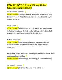 ENV 121 Environmental Science Exam 1 Study Guide