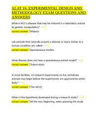 ALAT 16: EXPERIMENTAL DESIGN AND METHODOLOGY EXAM QUESTIONS AND ANSWERS