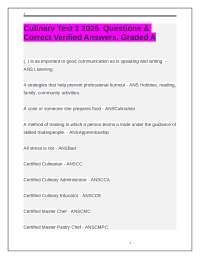 Culinary Test 1 2025. Questions & Correct Verified Answers. Graded A