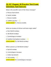 ALAT Chapter 28 Practice Test: NHP Care and Handling
