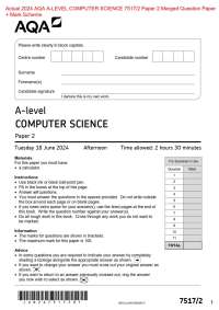 Actual 2024 AQA A-LEVEL COMPUTER SCIENCE 7517/2 Paper 2 Merged Question Paper  + Mark Sche