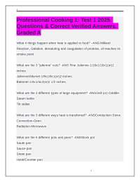 Professional Cooking Test 1: Questions and Verified Answers