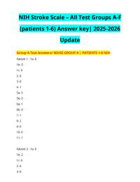 NIH Stroke Scale (NIHSS) Answer Key 2025-2026: Test Groups A-F