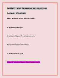 Florida (FL) Septic Tank Contractor Practice Exam Questions With Answers | Rated A+