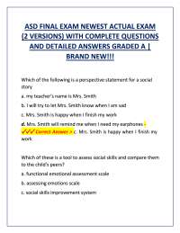 ASD Final Exam (2024/2025) | Actual Questions and Answers Latest Updated 2024/2025 (Grade