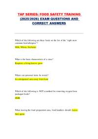 Food Safety Training Exam Questions and Answers