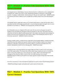 PECT - Module 3 - Practice Test Questions With 100%  Correct Answers