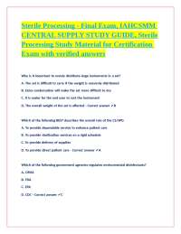 Sterile Processing Certification Exam Study Guide