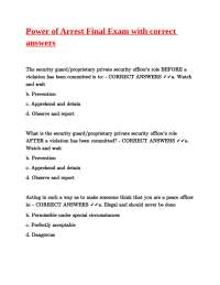 Power of Arrest Final Exam with correct answers