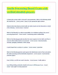 Sterile Processing Exam: Decontamination and Infection Control