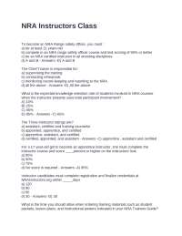 NRA Instructors Class Exam Of Questions With 100% Verified Answers