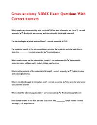 Gross Anatomy NBME Exam Questions and Answers