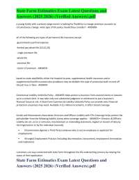 State Farm Estimatics Exam Q&A: Insurance Policies and Liability (2025-2026)