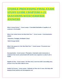 Sterile Processing Final Exam Study Guide: Questions and Answers
