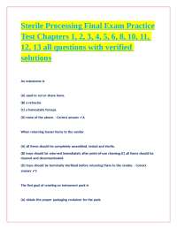 Sterile Processing Final Exam Practice Questions and Solutions