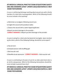 ATI RN TARGETED MEDICAL SURGICAL RESPIRATORY ONLINE PRACTICE 2024 ACTUAL EXAM 2 WITH COMPL