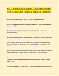 RAD Final Exam (most frequently tested questions) with verified detailed solutions